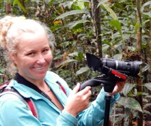 Kristiina Hurme filming in the field